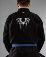 Bat embroidery on the back of a black BJJ Gi