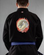 Dragon Black & Golden embroidery on the back of a black BJJ Gi