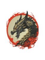 Dragon Black & Golden embroidery artwork preview