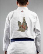 Camel embroidery on the back of a white BJJ Gi