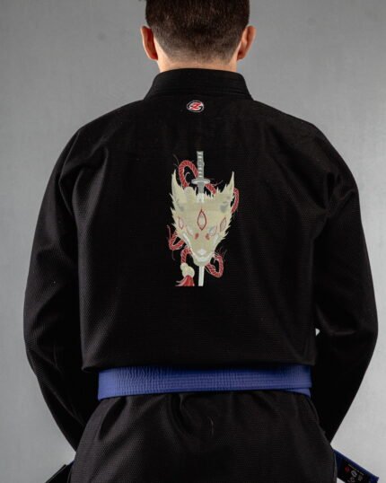 Cursed Howl embroidery on the back of a black BJJ Gi