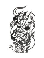 Dark Oni Mask embroidery artwork preview
