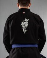 Dragon Eye embroidery on the back of a black BJJ Gi