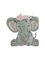 Elephant embroidery artwork preview