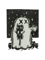 Coffee Ghost Cats embroidery artwork preview