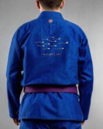 I Won embroidery on the back of a blue BJJ Gi