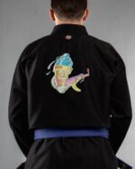 Ice Cream Gangster embroidery on the back of a black BJJ Gi