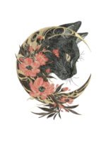 Cat X Moon embroidery artwork preview