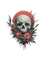 Moonlight Skull ,skulls & Flowers embroidery artwork preview
