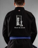 Trust The Process Chess Minimal Design embroidery on the back of a black BJJ Gi