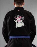 Punk ,rockstar,singer embroidery on the back of a black BJJ Gi