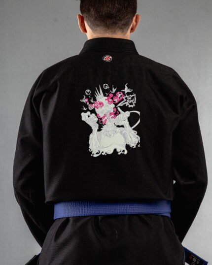 Punk ,rockstar,singer embroidery on the back of a black BJJ Gi