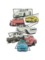 Retro Cars embroidery artwork preview