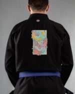 Samurais Legacy embroidery on the back of a black BJJ Gi