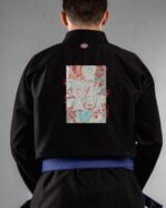 Scary Party ,horror,scream embroidery on the back of a black BJJ Gi