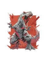 Screaming Trex embroidery artwork preview