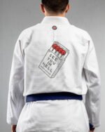 See You In Hell (minimal Design) embroidery on the back of a white BJJ Gi