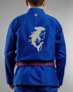 Shark With A Skull Tattoo ,shark,hammerhead Shark embroidery on the back of a blue BJJ Gi