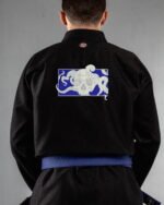 Skull Octopus embroidery on the back of a black BJJ Gi