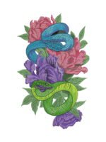 Snakes & Flowers embroidery artwork preview