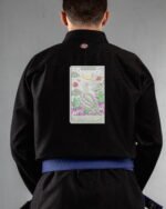 Stoner embroidery on the back of a black BJJ Gi