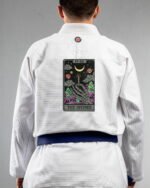 Stoner embroidery on the back of a white BJJ Gi