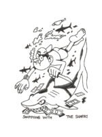 Swimming With The Sharks embroidery artwork preview