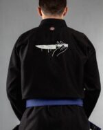 Tears Of Blade embroidery on the back of a black BJJ Gi