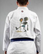Tipsy embroidery on the back of a white BJJ Gi