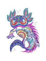 Tribal Axolotl embroidery artwork preview