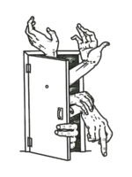 Uninvited Reach ,door embroidery artwork preview