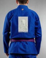 Unusual Horror embroidery on the back of a blue BJJ Gi