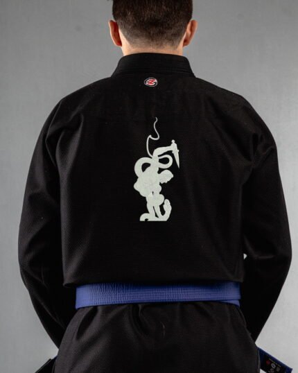 Warrior ,greek Muthology,fighter embroidery on the back of a black BJJ Gi