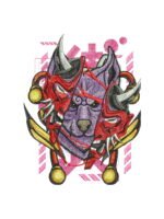 Wolf Oni embroidery artwork preview