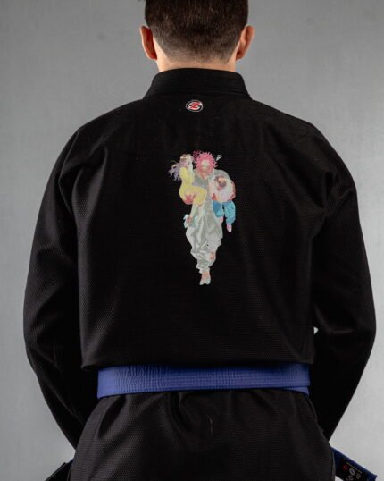 Yujiro Hanma embroidery on the back of a black BJJ Gi