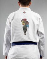 Yujiro Hanma embroidery on the back of a white BJJ Gi