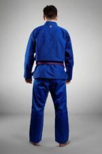 Model wearing the blue GiFanatix BJJ Gi from the back