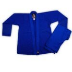 Blue GiFanatix BJJ Gi jacket and pants flat lay