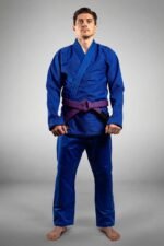 Model wearing the blue GiFanatix BJJ Gi from the front