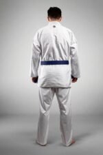 Model wearing the white GiFanatix BJJ Gi from the back