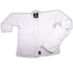 White GiFanatix BJJ Gi jacket and pants flat lay